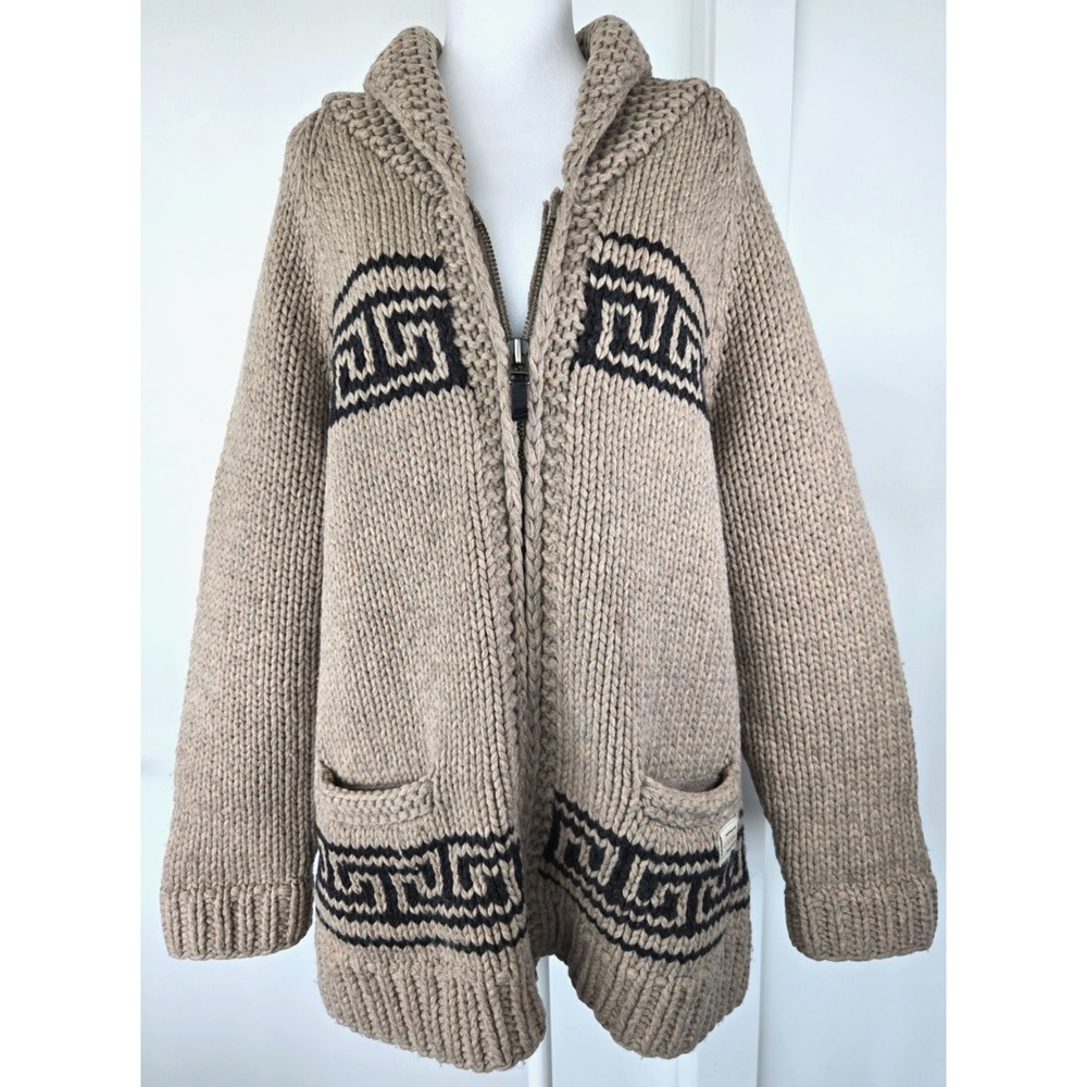 Aritiza Tna Golden Wool Full Zip Sweater Cardign Beige Grey Sz L Long Sleeves